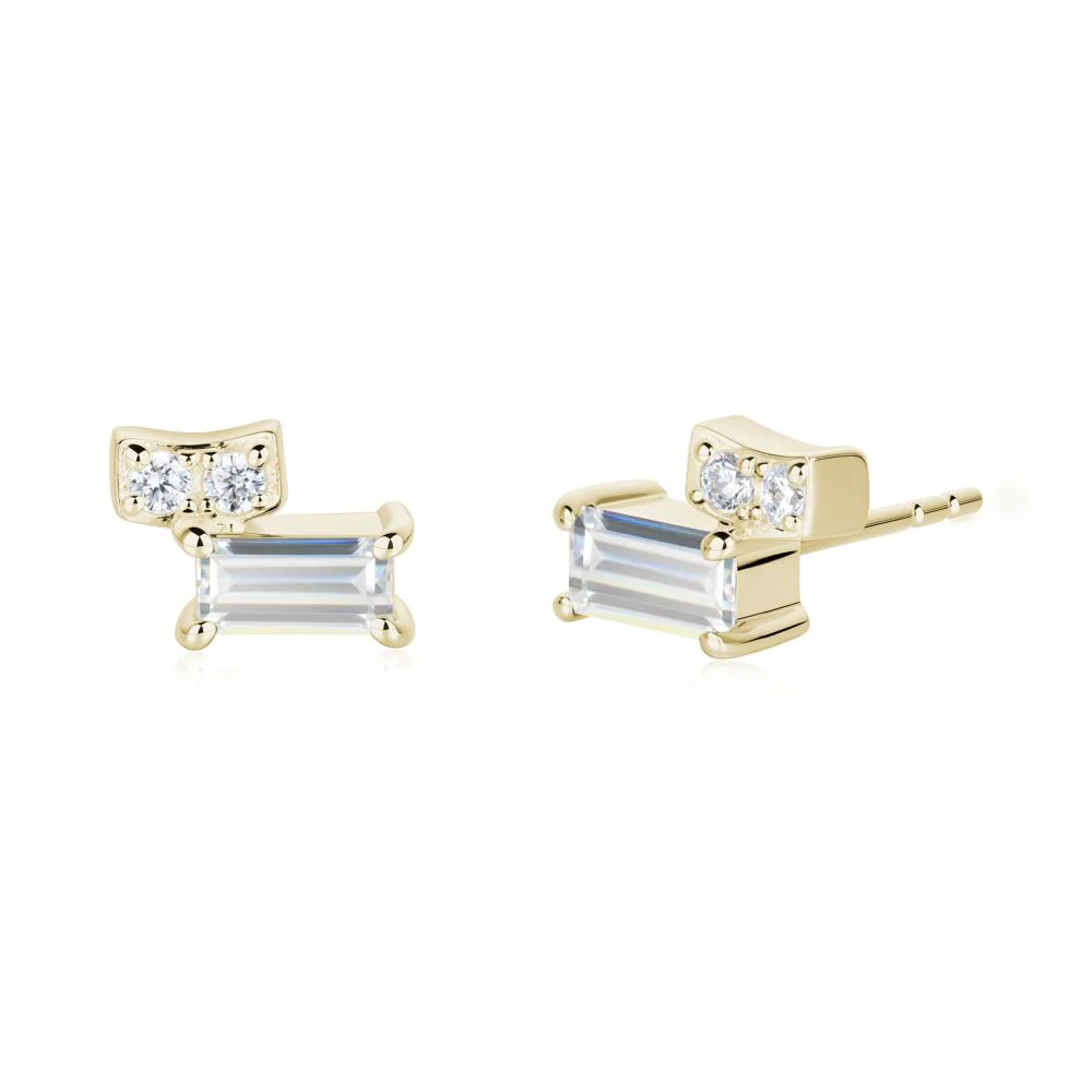 Baguette Cubic Zirconia Stud Earrings - Image 2