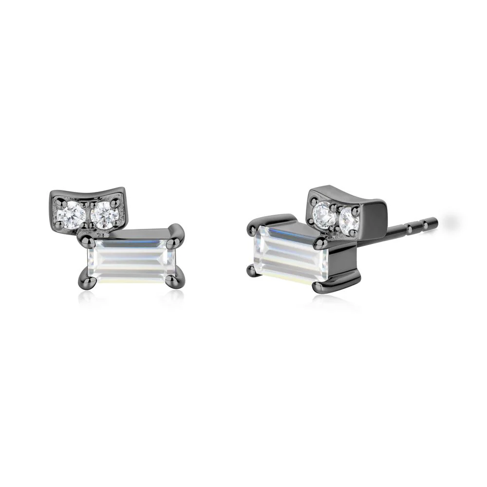Baguette Cubic Zirconia Stud Earrings - Image 5