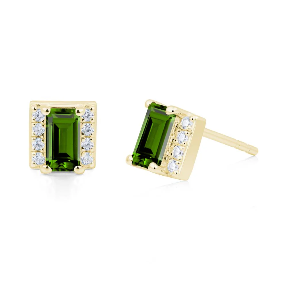 Baguette Diopside Halo Stud Earrings - Image 5