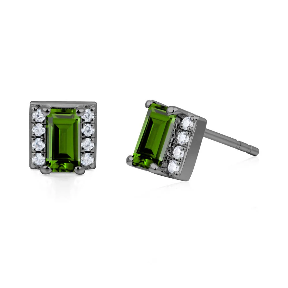 Baguette Diopside Halo Stud Earrings - Image 6