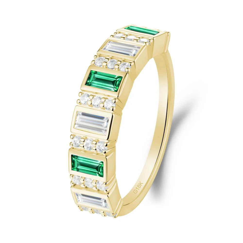 Baguette Emerald and Cubic Zirconia Half Eternity Ring - Image 9