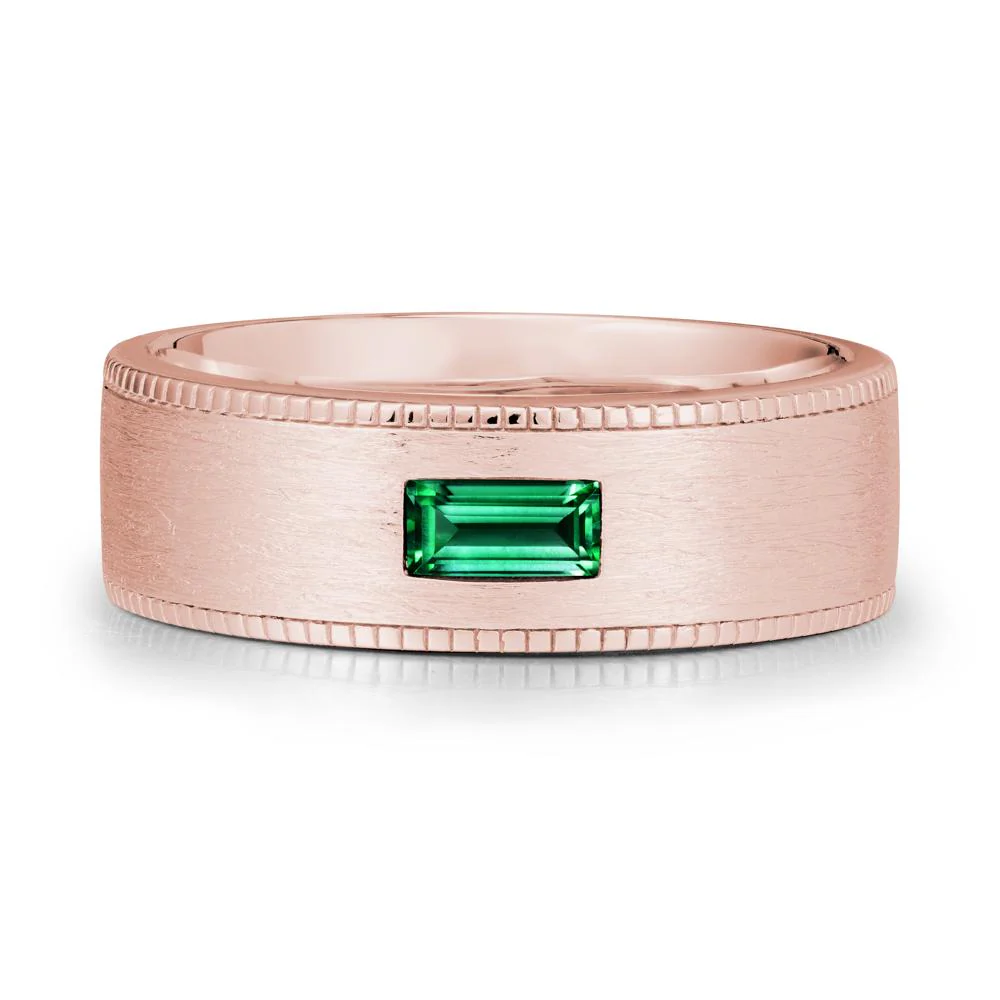 Baguette Emerald Ring for Men - Image 4