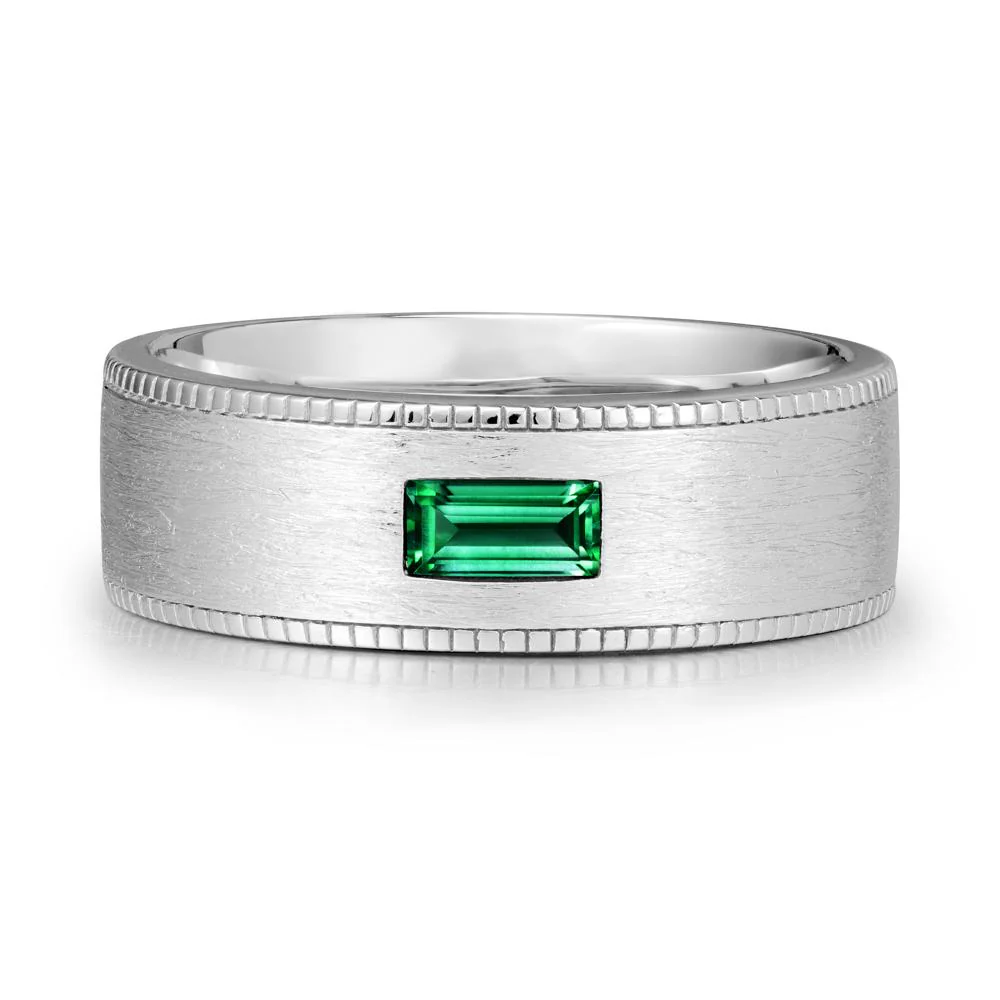 Baguette Emerald Ring for Men - Image 5