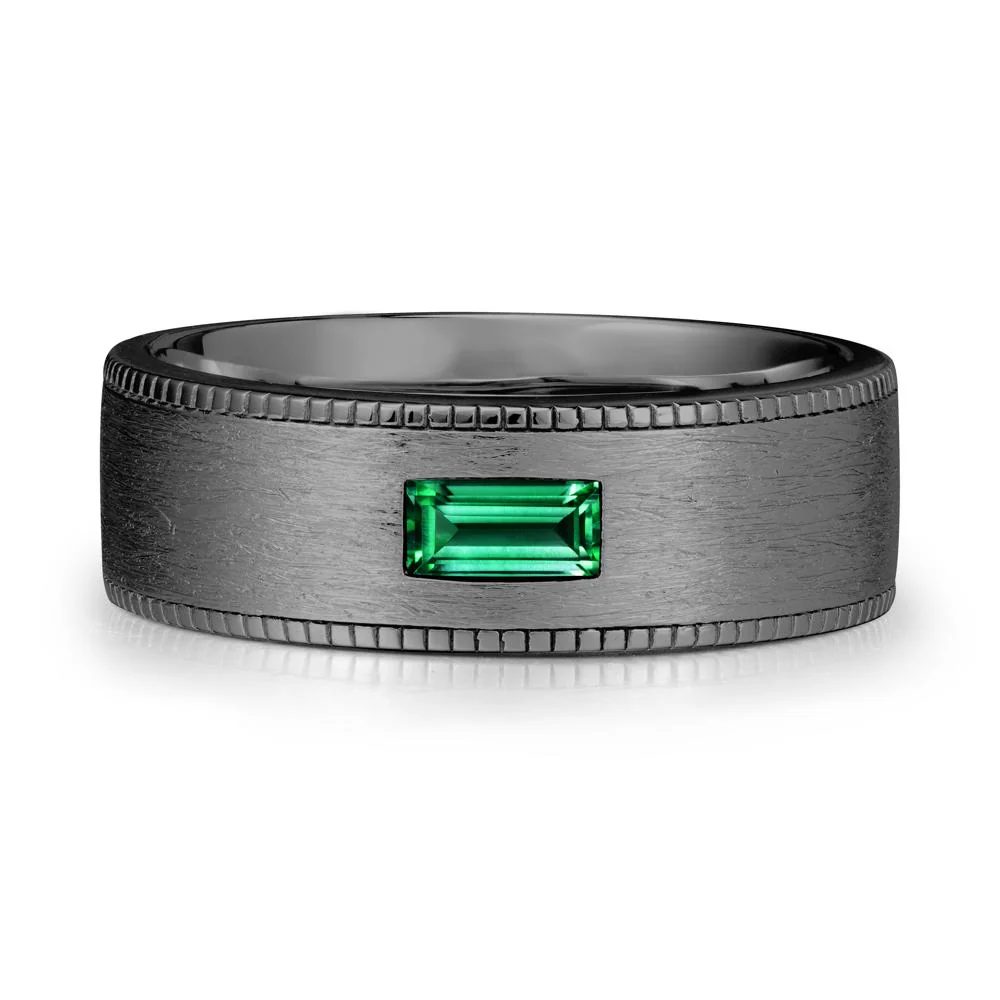 Baguette Emerald Ring for Men - Image 7