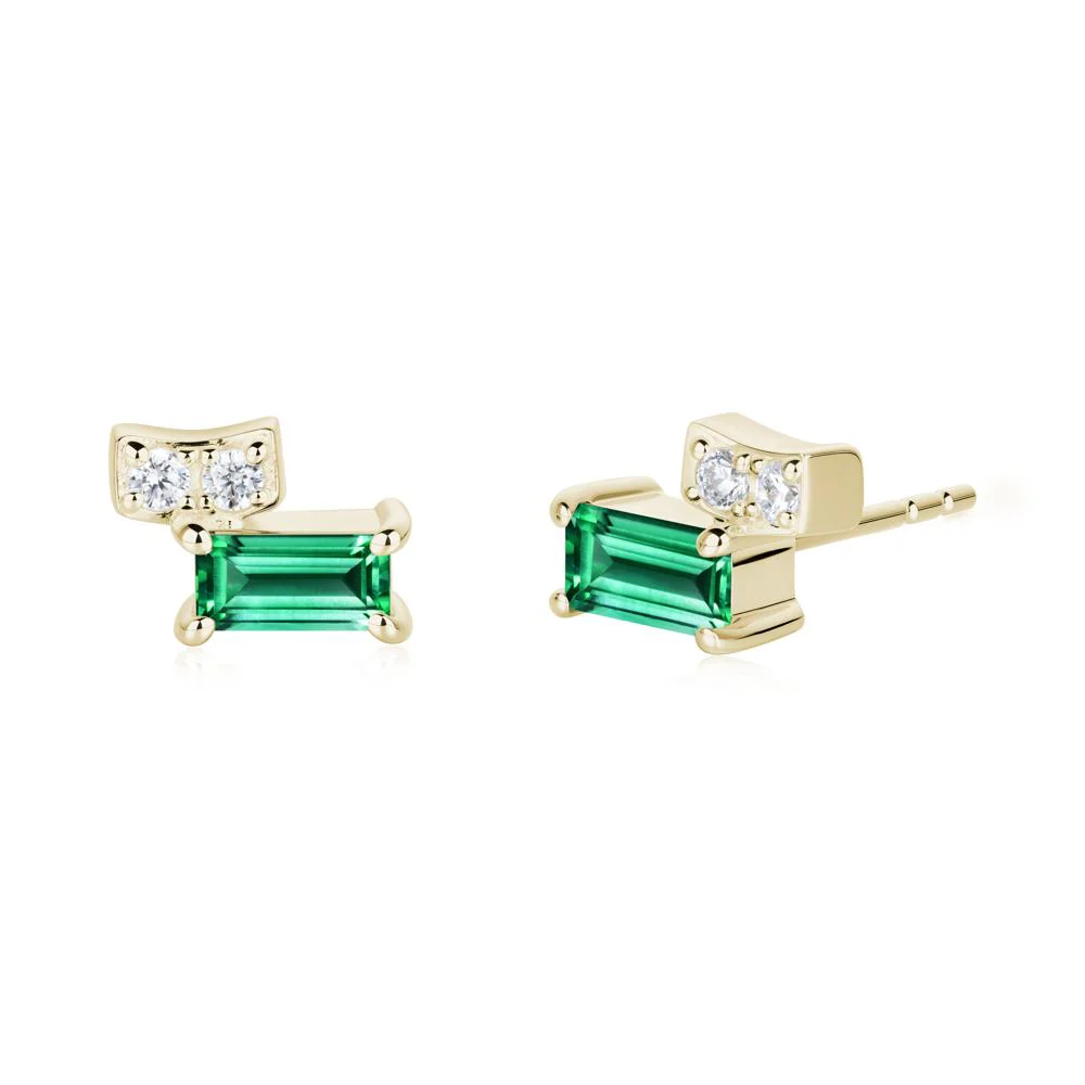 Baguette Emerald Stud Earrings - Image 9