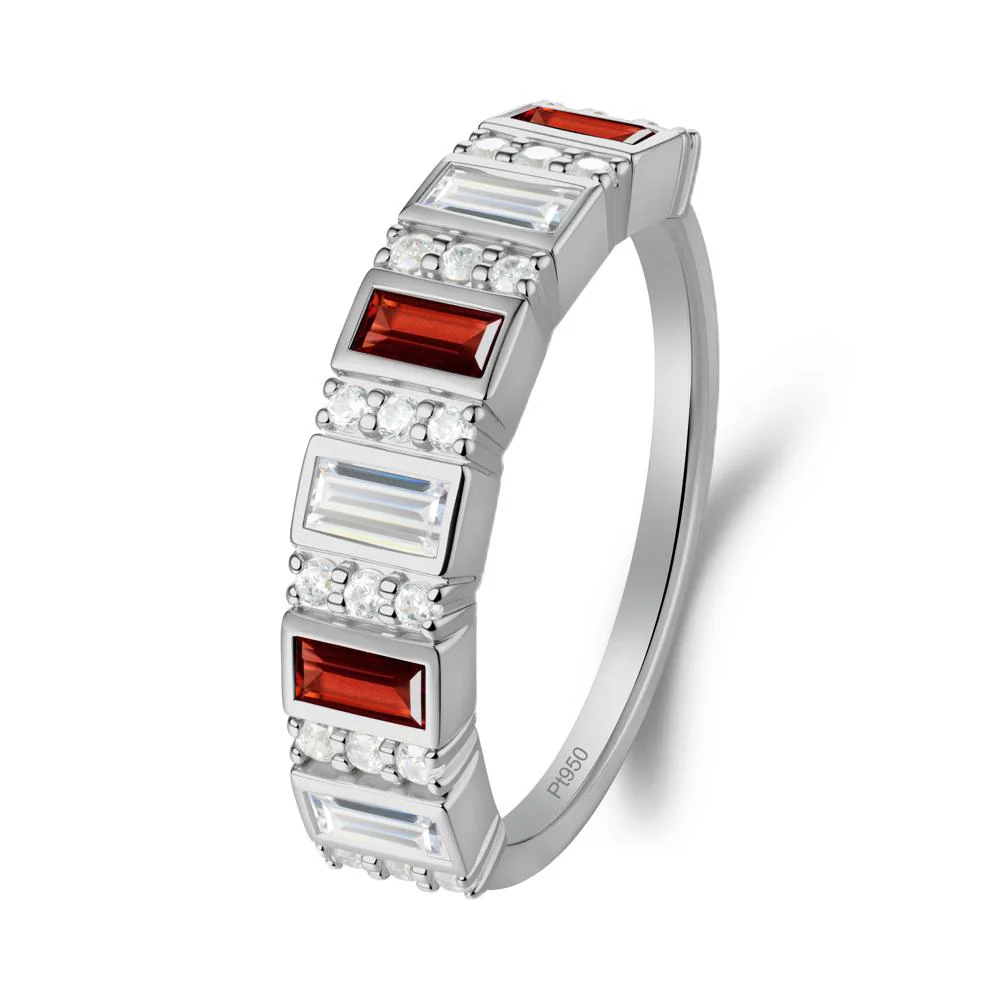 Baguette Garnet and Cubic Zirconia Half Eternity Ring - Image 3