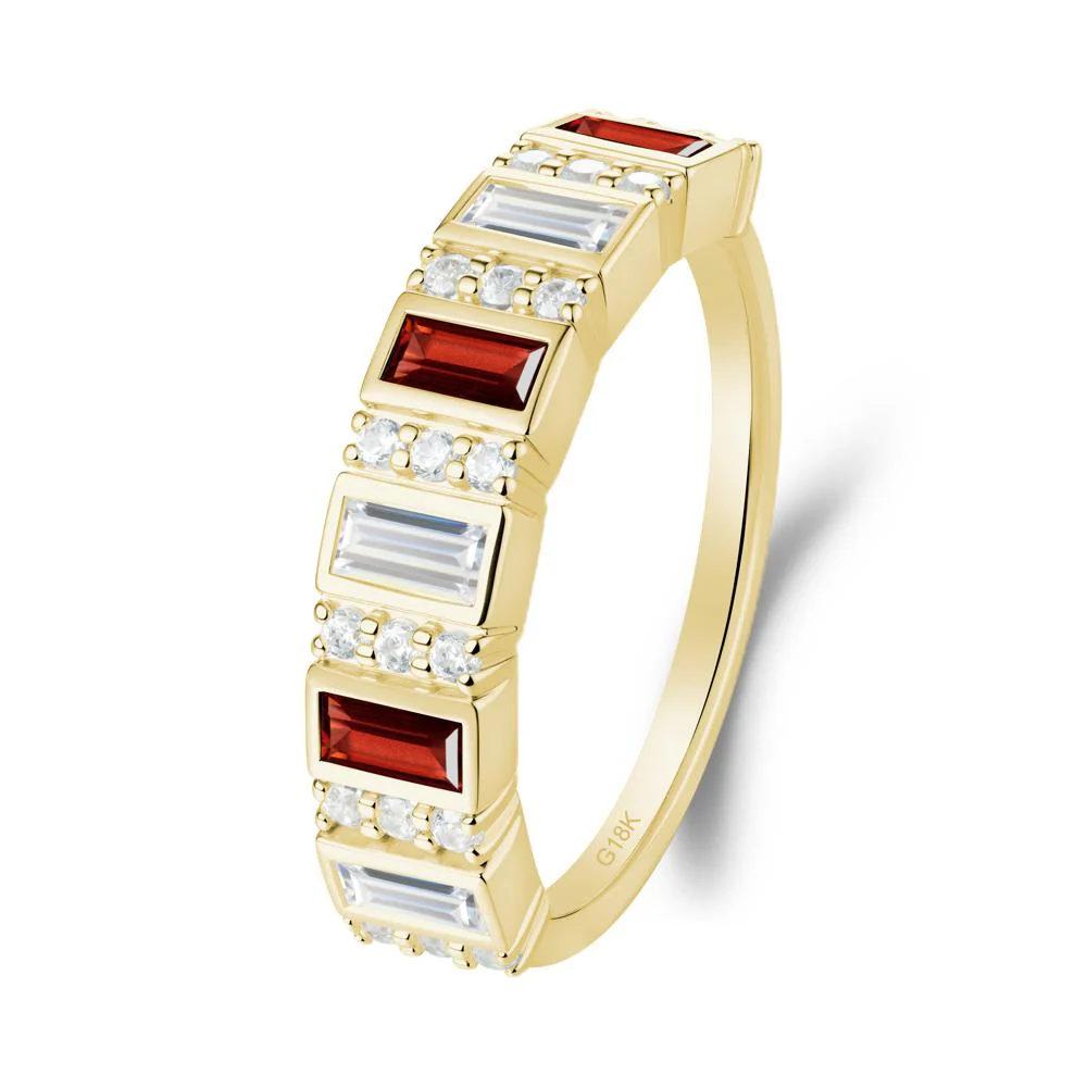 Baguette Garnet and Cubic Zirconia Half Eternity Ring - Image 4