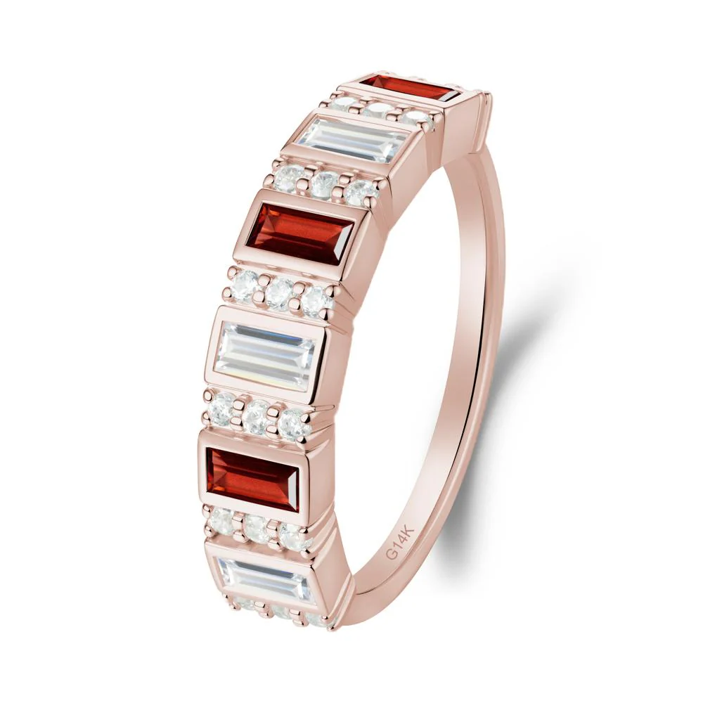 Baguette Garnet and Cubic Zirconia Half Eternity Ring - Image 5
