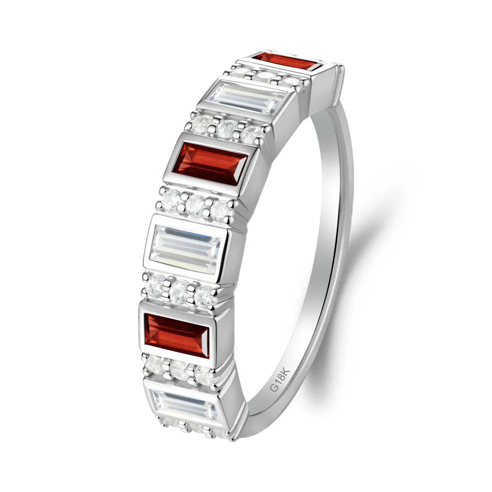 Baguette Garnet and Cubic Zirconia Half Eternity Ring - Image 7
