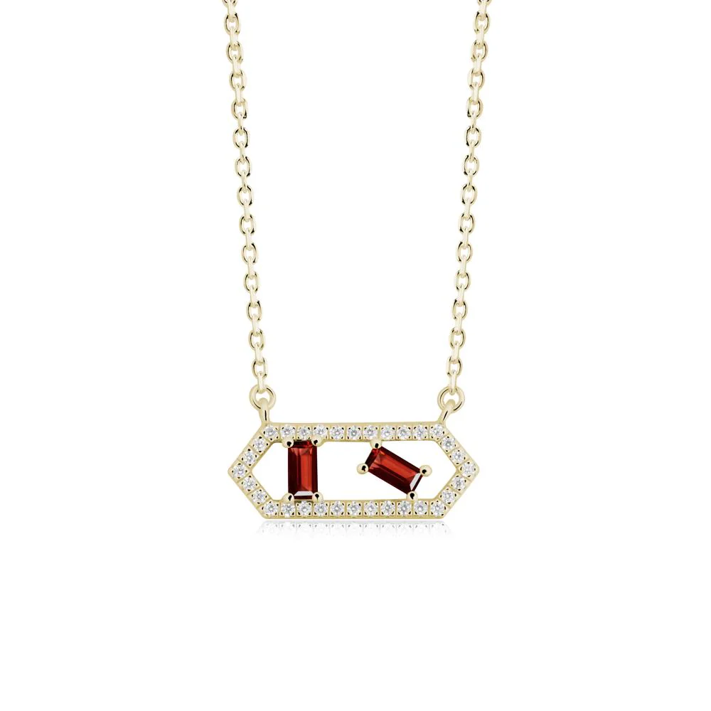 Baguette Garnet Hexagon Necklace - Image 6