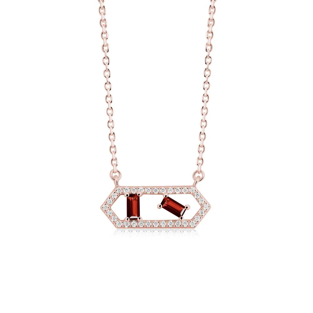 Baguette Garnet Hexagon Necklace - Image 8