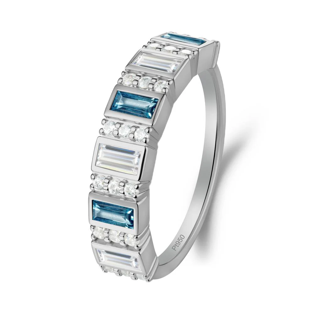 Baguette London Blue Topaz and Cubic Zirconia Half Eternity Ring - Image 4