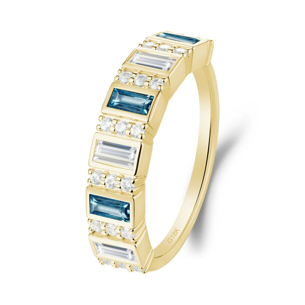 Baguette London Blue Topaz and Cubic Zirconia Half Eternity Ring - Image 6