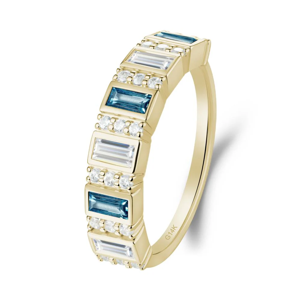 Baguette London Blue Topaz and Cubic Zirconia Half Eternity Ring - Image 7