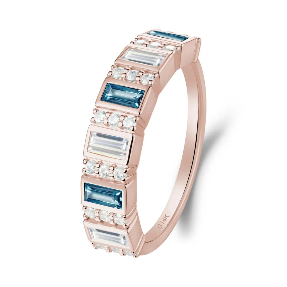 Baguette London Blue Topaz and Cubic Zirconia Half Eternity Ring - Image 8