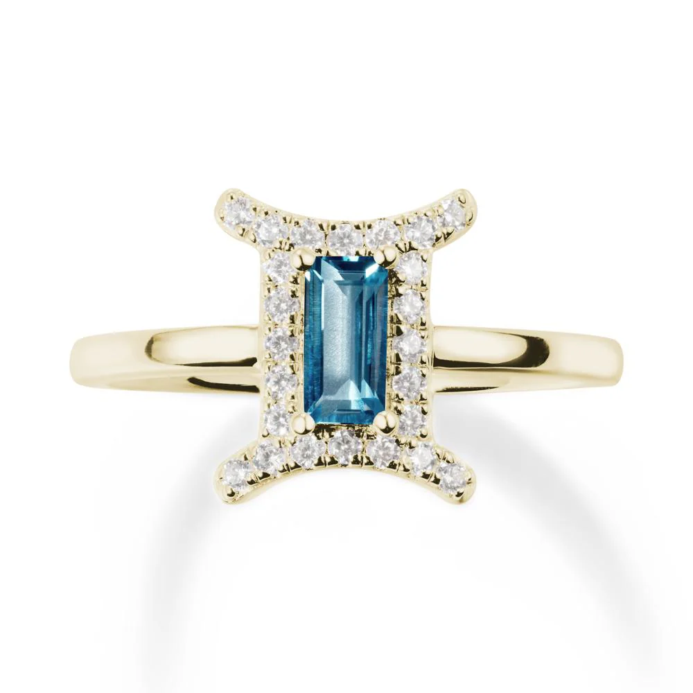 Baguette London Blue Topaz Ring In 14K Yellow Gold - Image 4