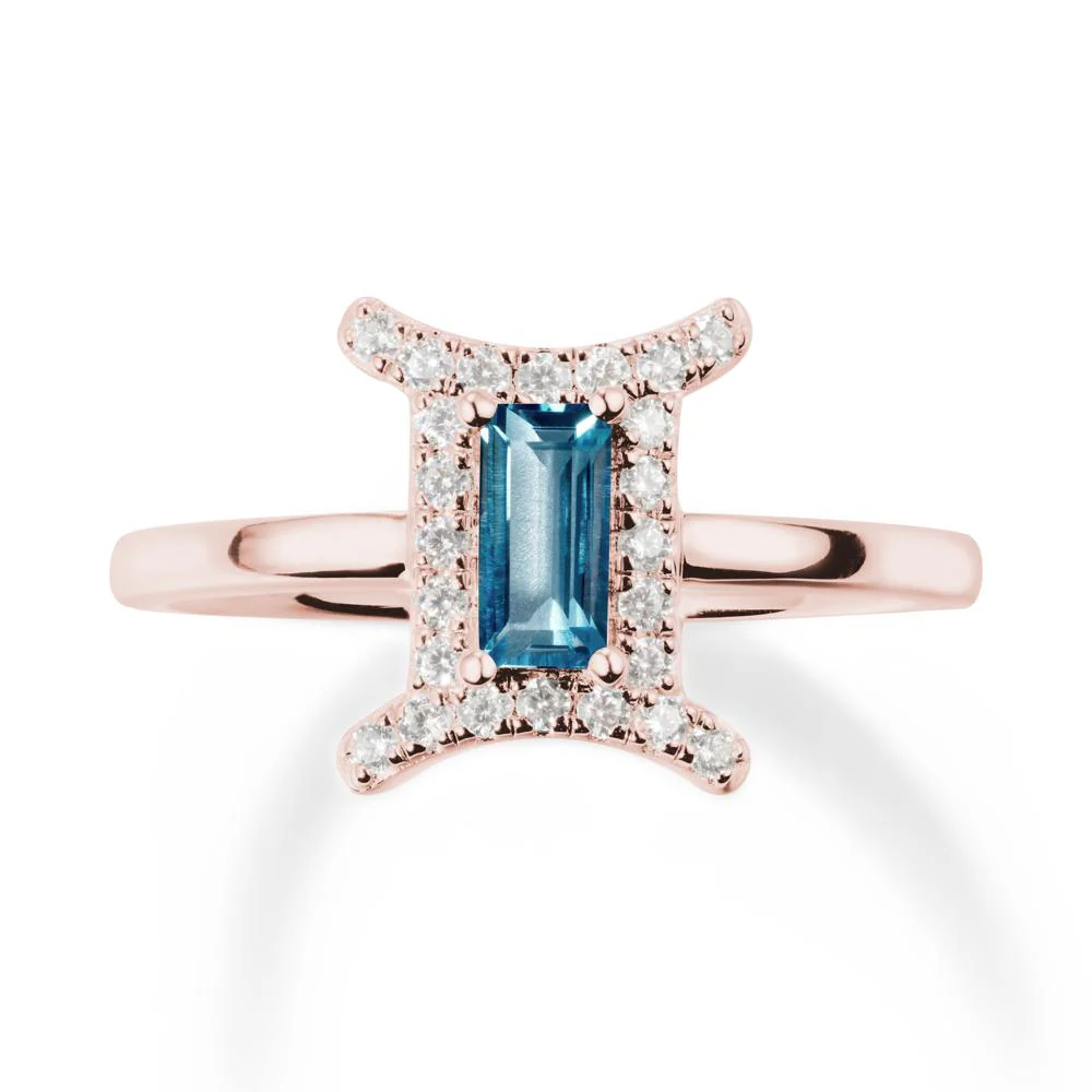 Baguette London Blue Topaz Ring In 14K Yellow Gold - Image 5