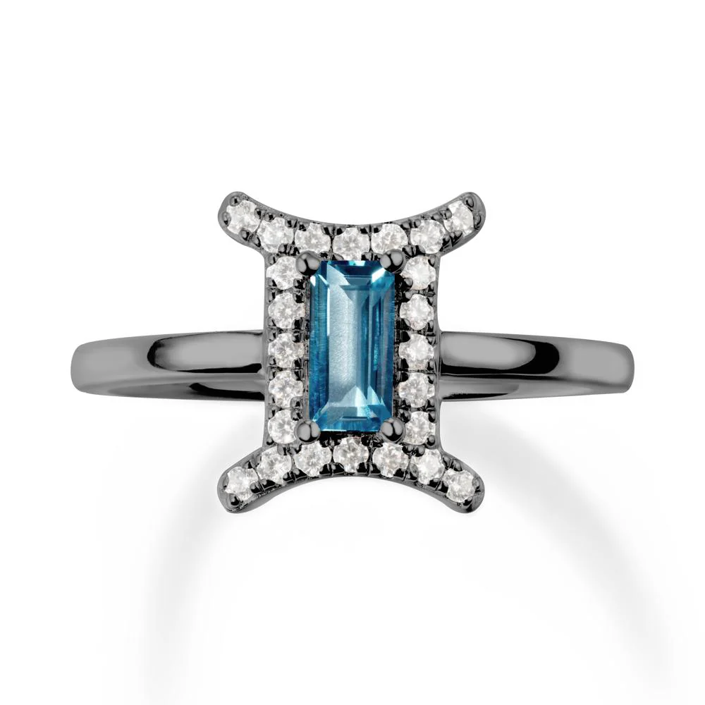 Baguette London Blue Topaz Ring In 14K Yellow Gold - Image 8