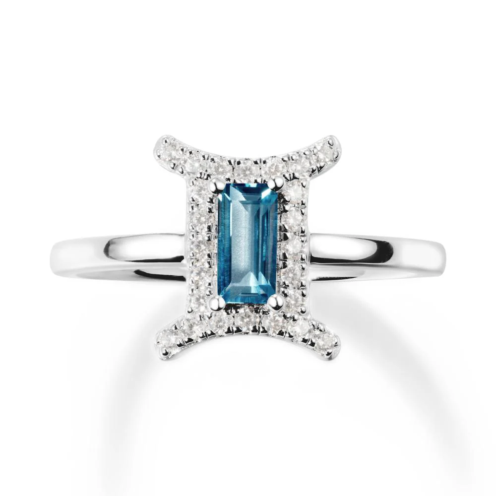 Baguette London Blue Topaz Ring In 14K Yellow Gold - Image 9