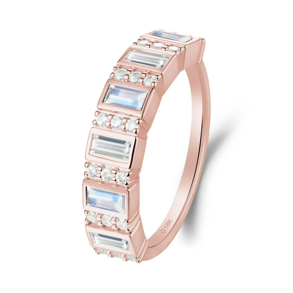Baguette Moonstone and Cubic Zirconia Half Eternity Ring - Image 5