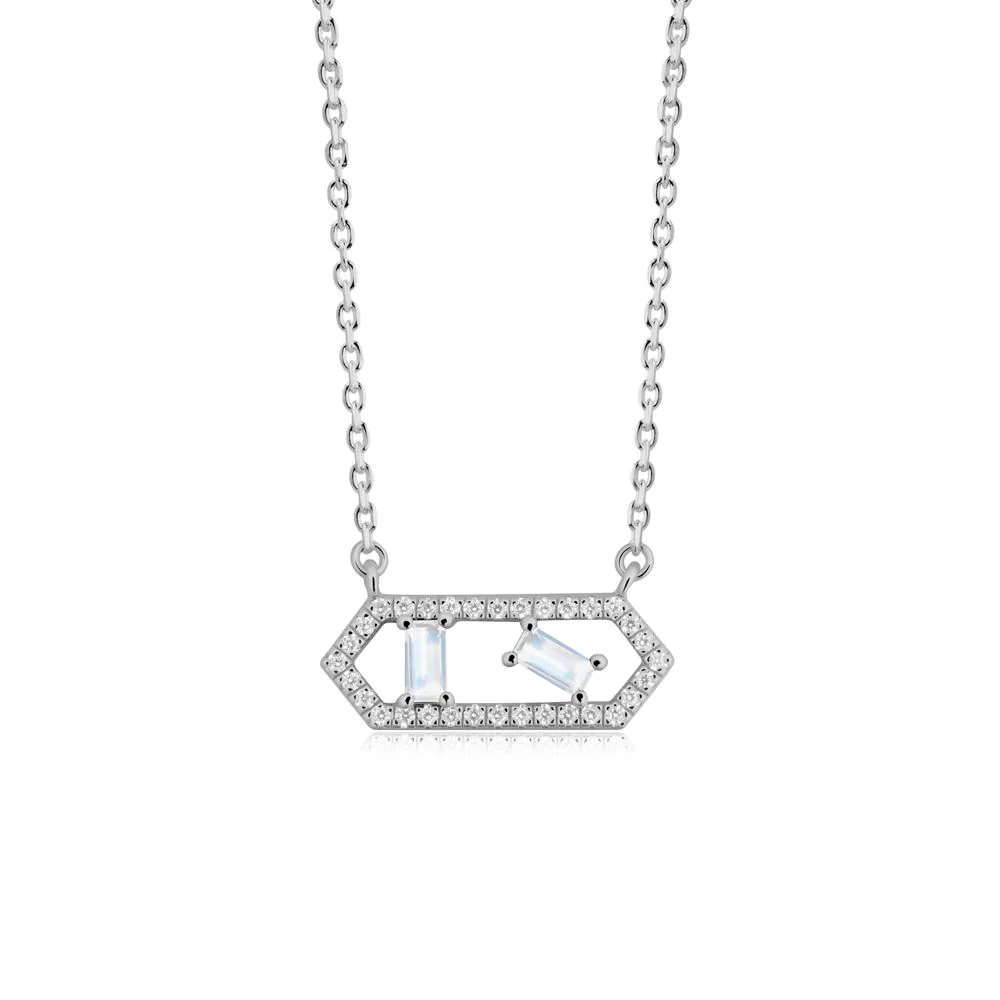 Baguette Moonstone Hexagon Necklace - Image 3