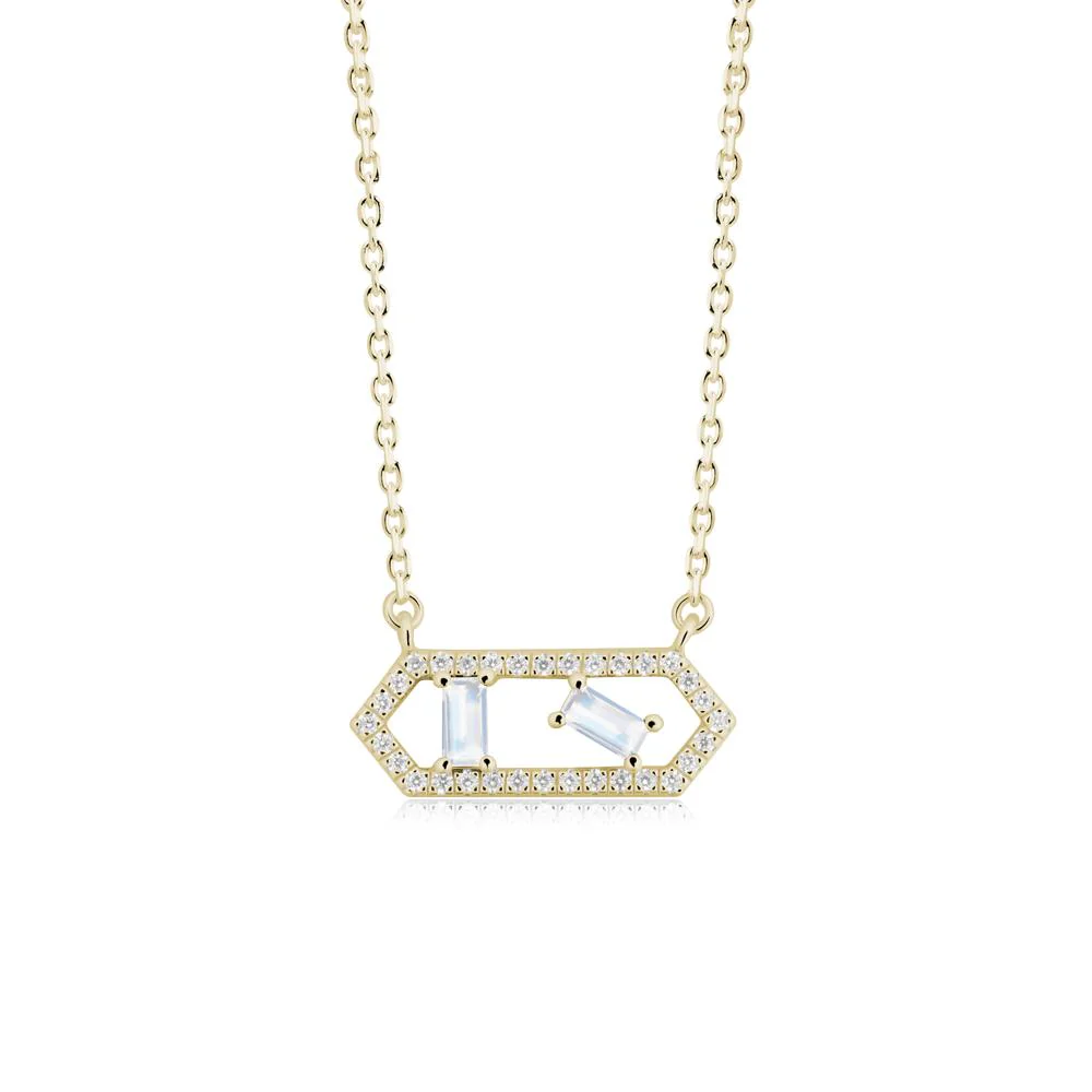 Baguette Moonstone Hexagon Necklace - Image 4