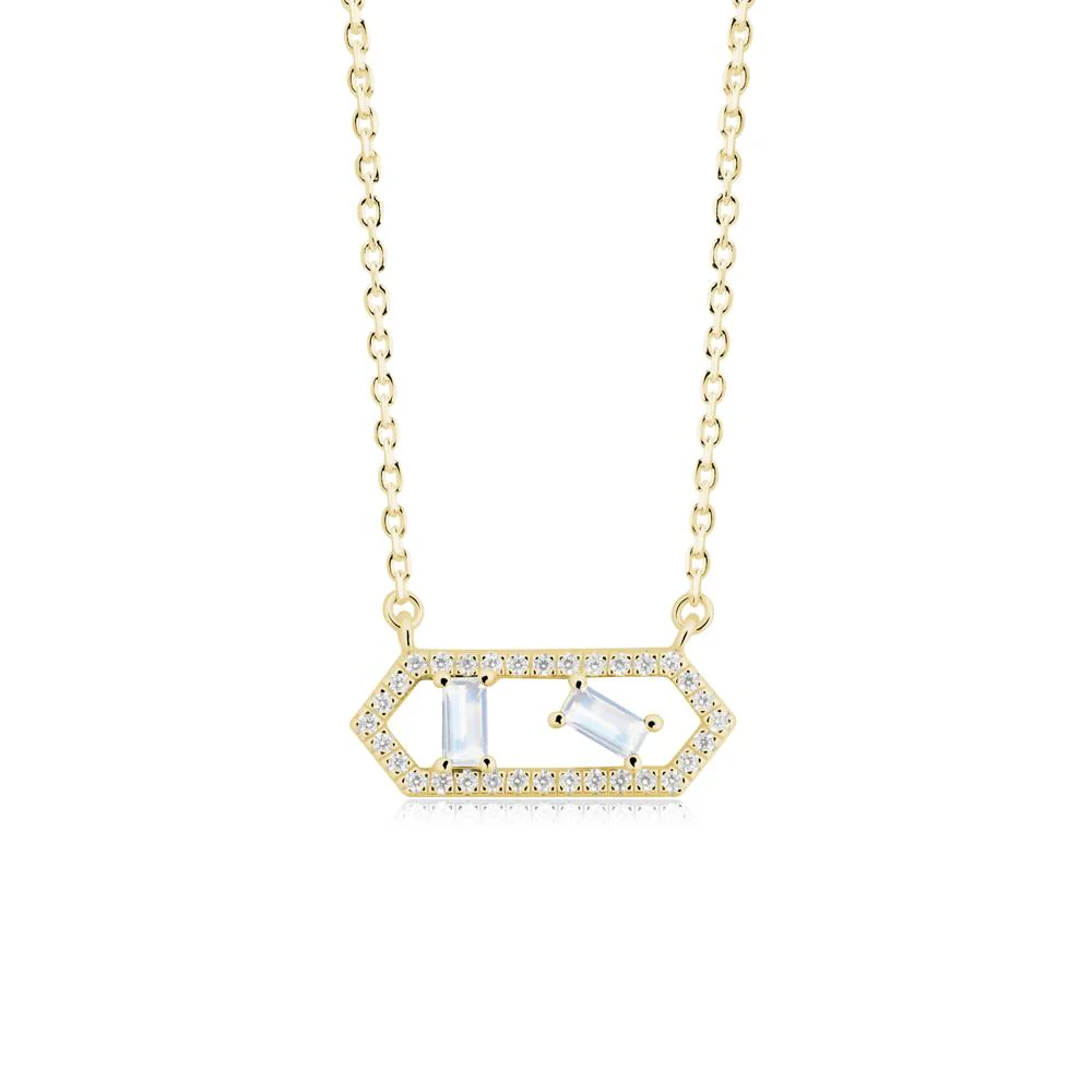 Baguette Moonstone Hexagon Necklace - Image 7