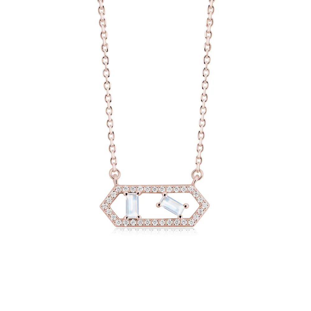 Baguette Moonstone Hexagon Necklace - Image 9