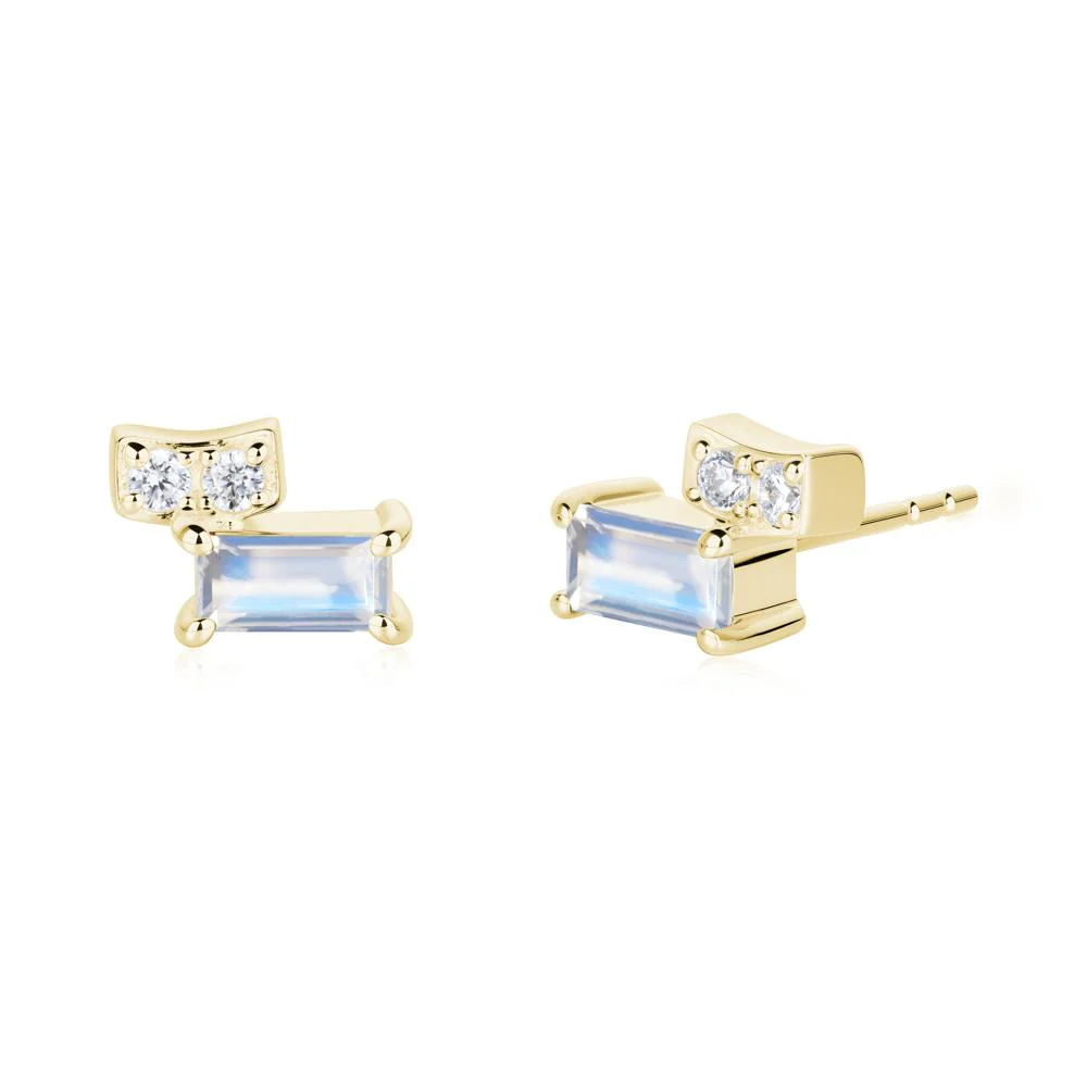 Baguette Moonstone Stud Earrings - Image 5