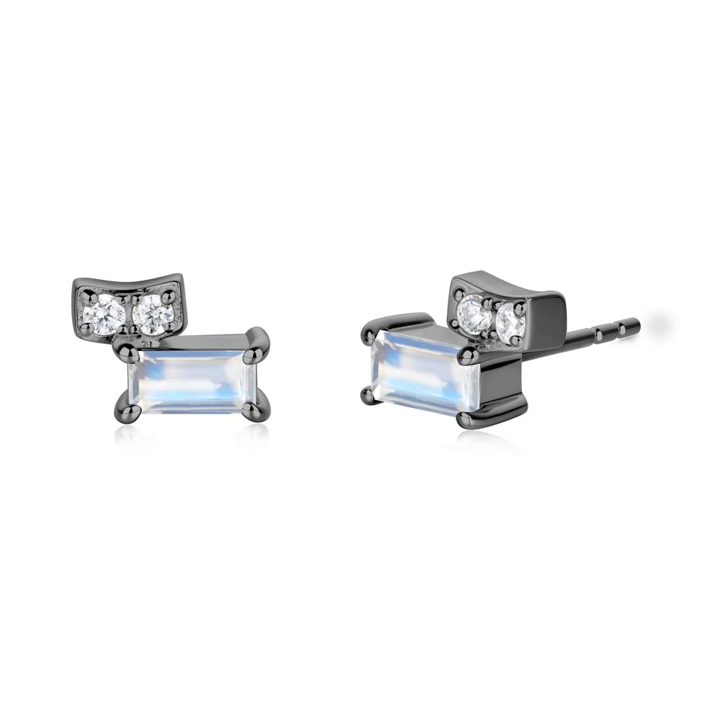 Baguette Moonstone Stud Earrings - Image 7