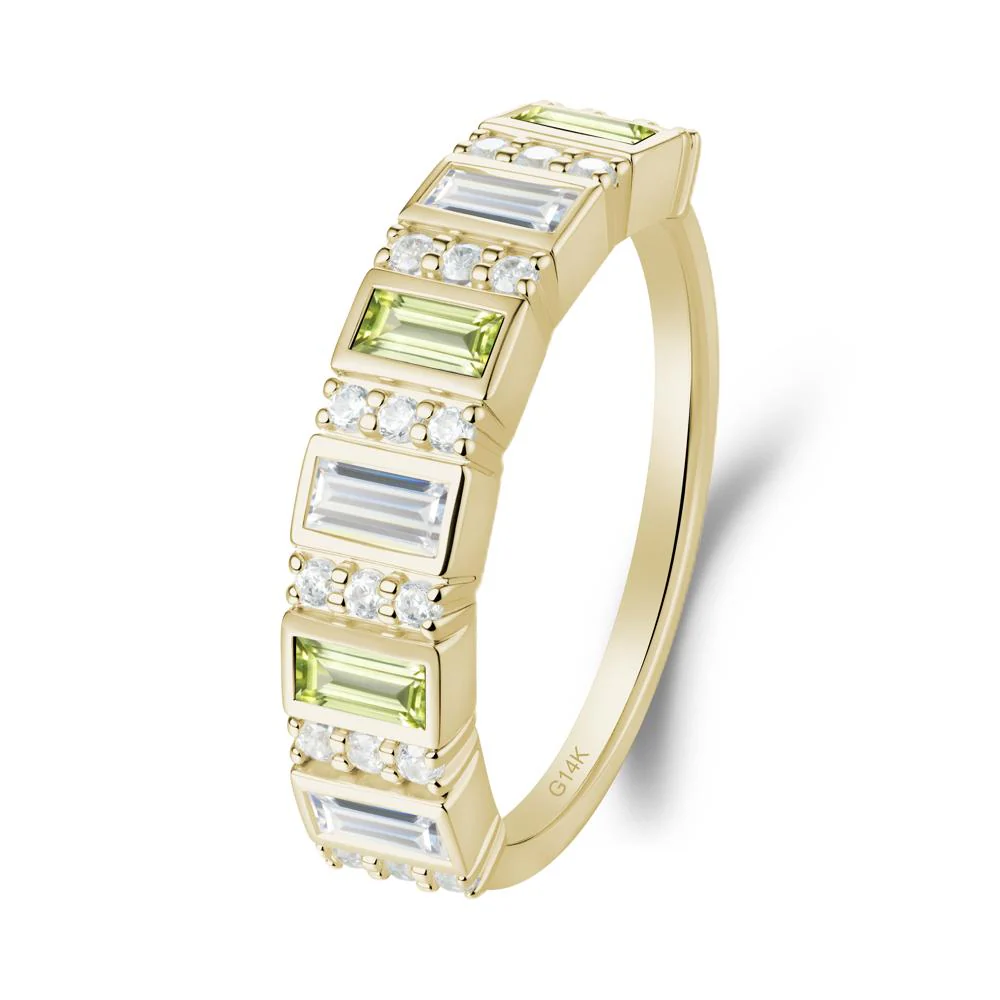 Baguette Peridot and Cubic Zirconia Half Eternity Ring - Image 5