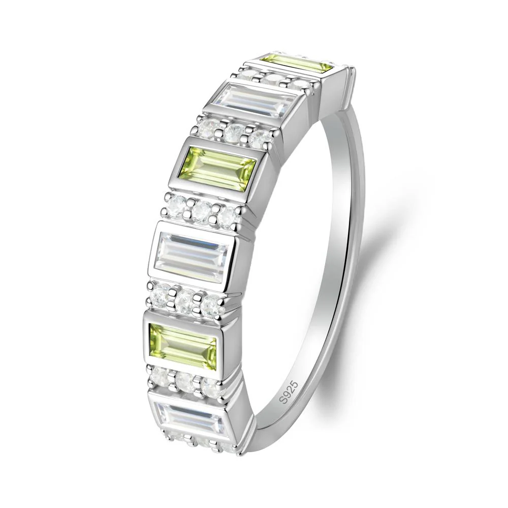 Baguette Peridot and Cubic Zirconia Half Eternity Ring - Image 6