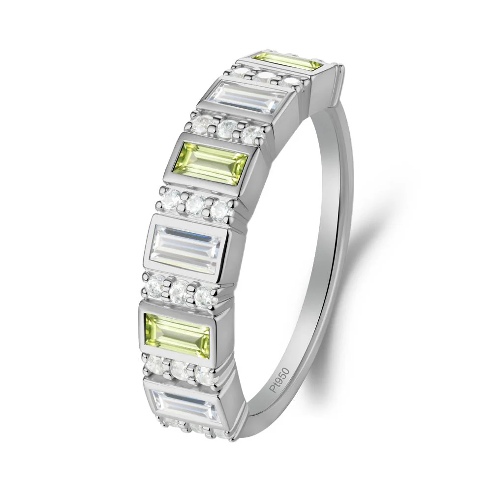 Baguette Peridot and Cubic Zirconia Half Eternity Ring - Image 7