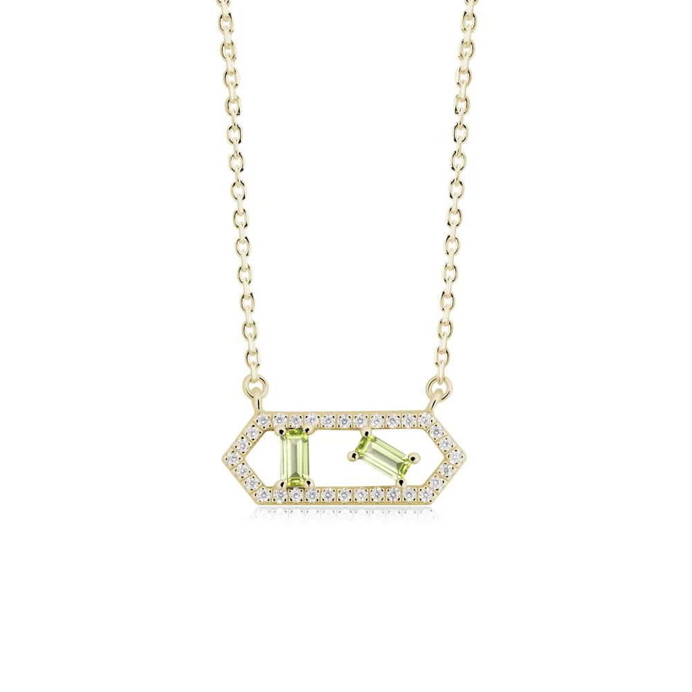 Baguette Peridot Hexagon Necklace