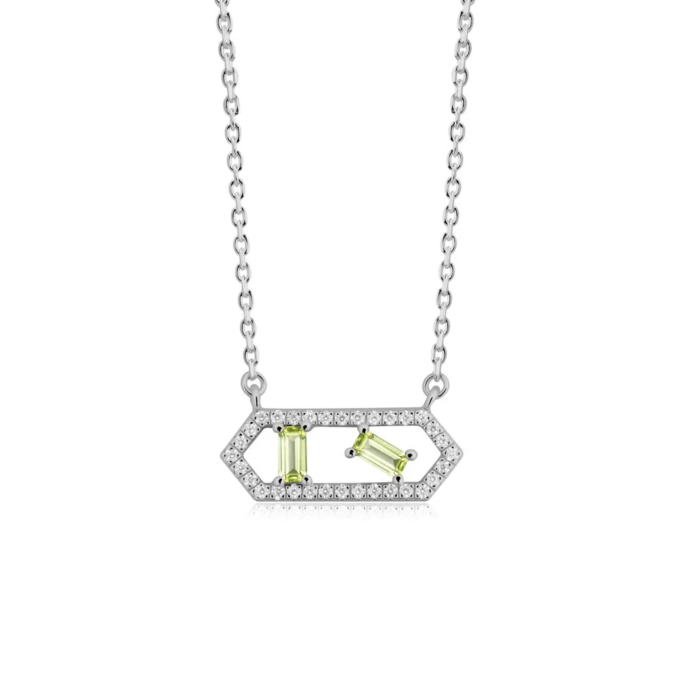Baguette Peridot Hexagon Necklace - Image 3