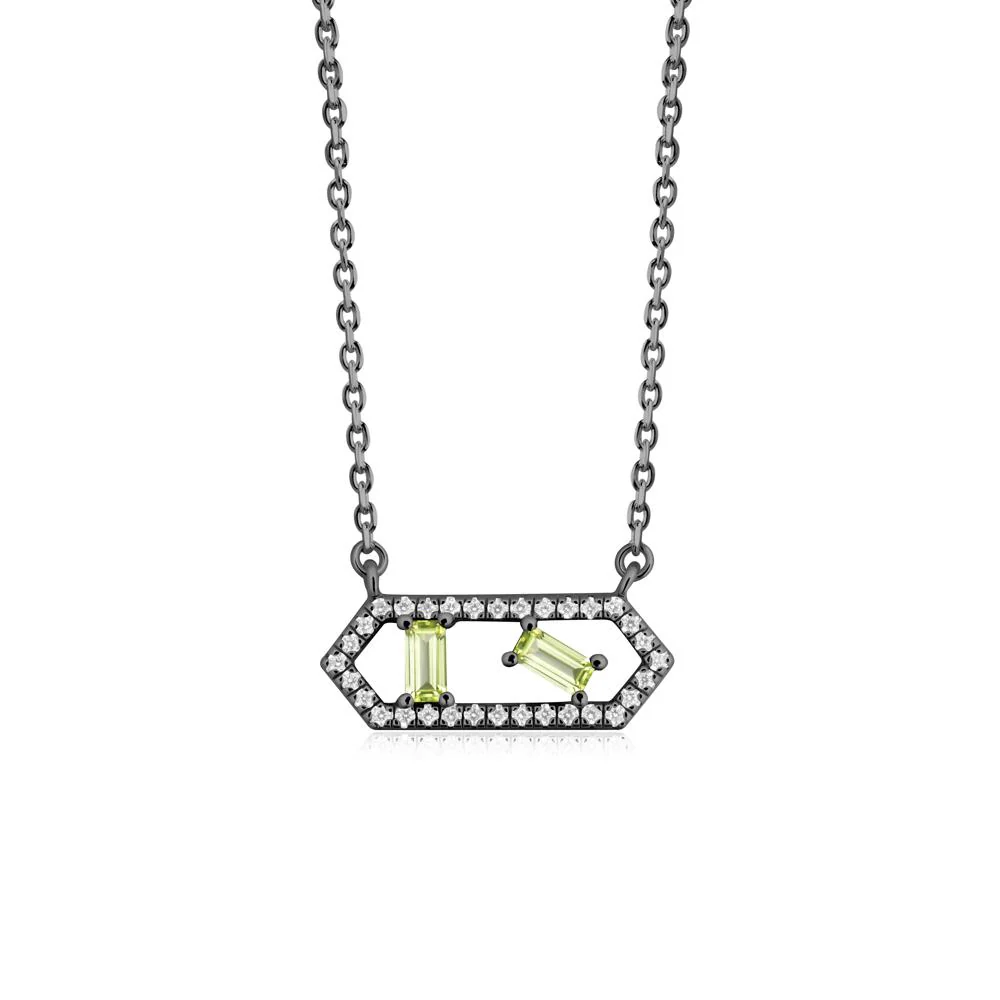 Baguette Peridot Hexagon Necklace - Image 5