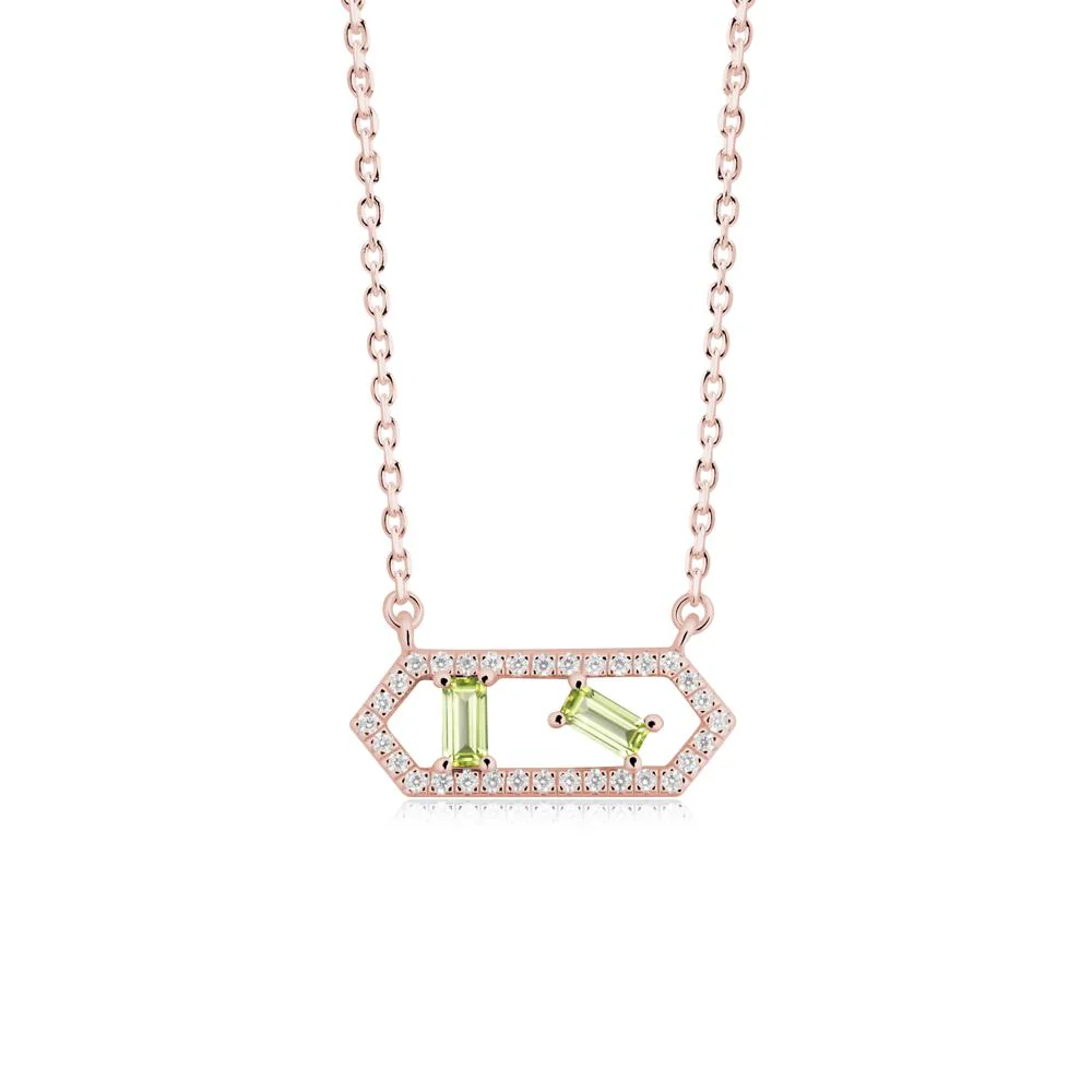 Baguette Peridot Hexagon Necklace - Image 8