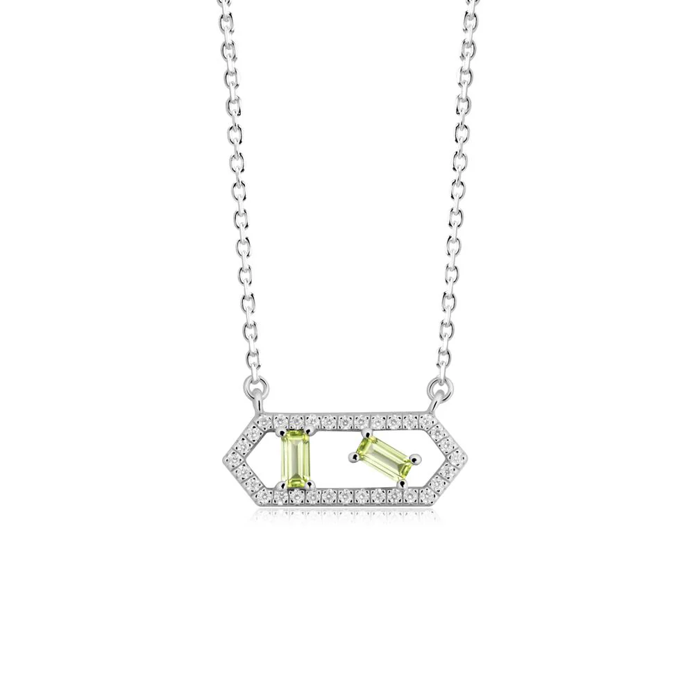 Baguette Peridot Hexagon Necklace - Image 9