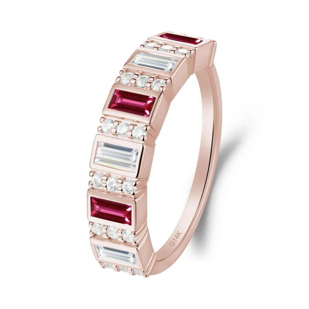 Baguette Ruby and Cubic Zirconia Half Eternity Ring - Image 9