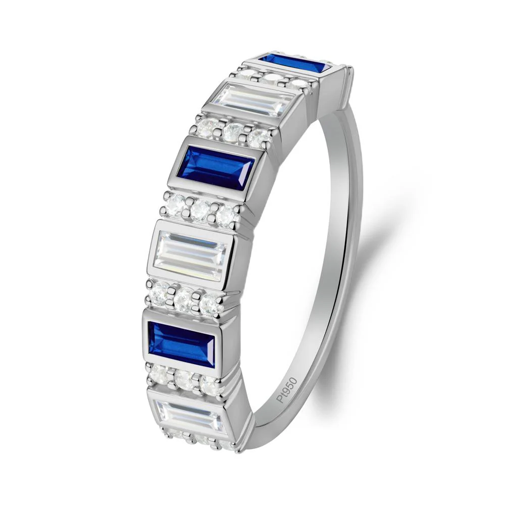 Baguette Sapphire and Cubic Zirconia Half Eternity Ring - Image 3
