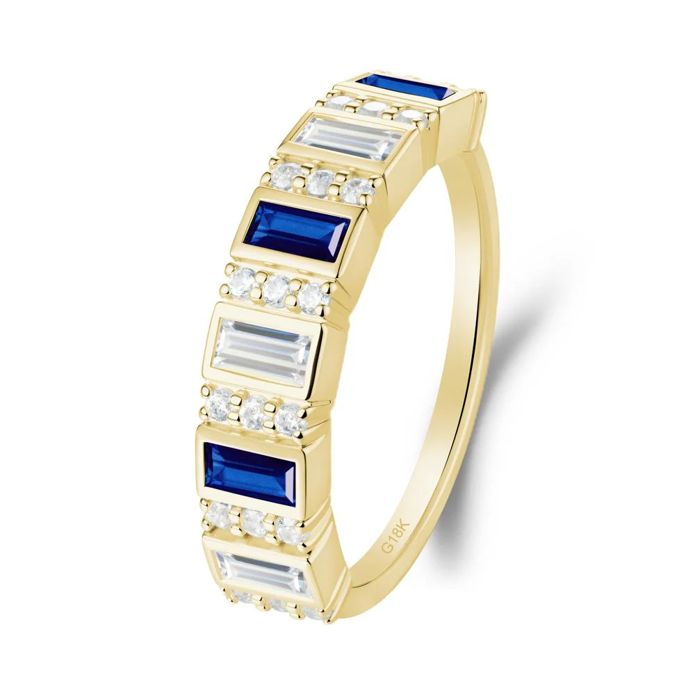 Baguette Sapphire and Cubic Zirconia Half Eternity Ring - Image 4