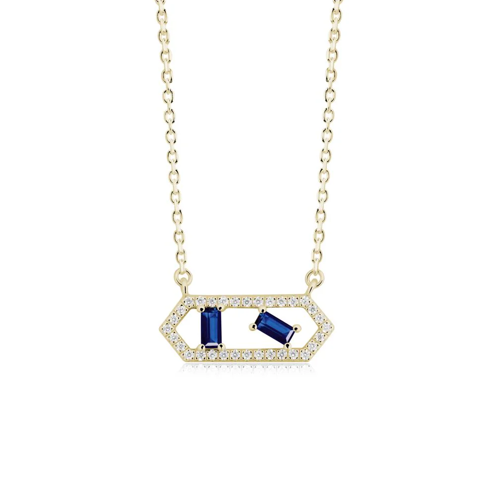 Baguette Sapphire Hexagon Necklace