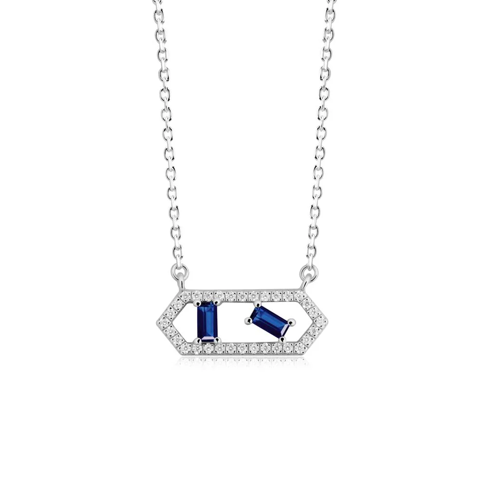 Baguette Sapphire Hexagon Necklace - Image 2