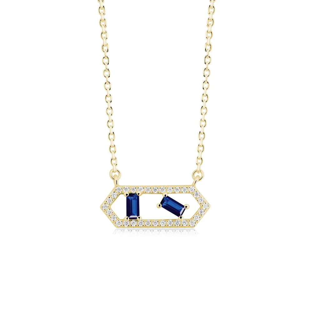 Baguette Sapphire Hexagon Necklace - Image 9