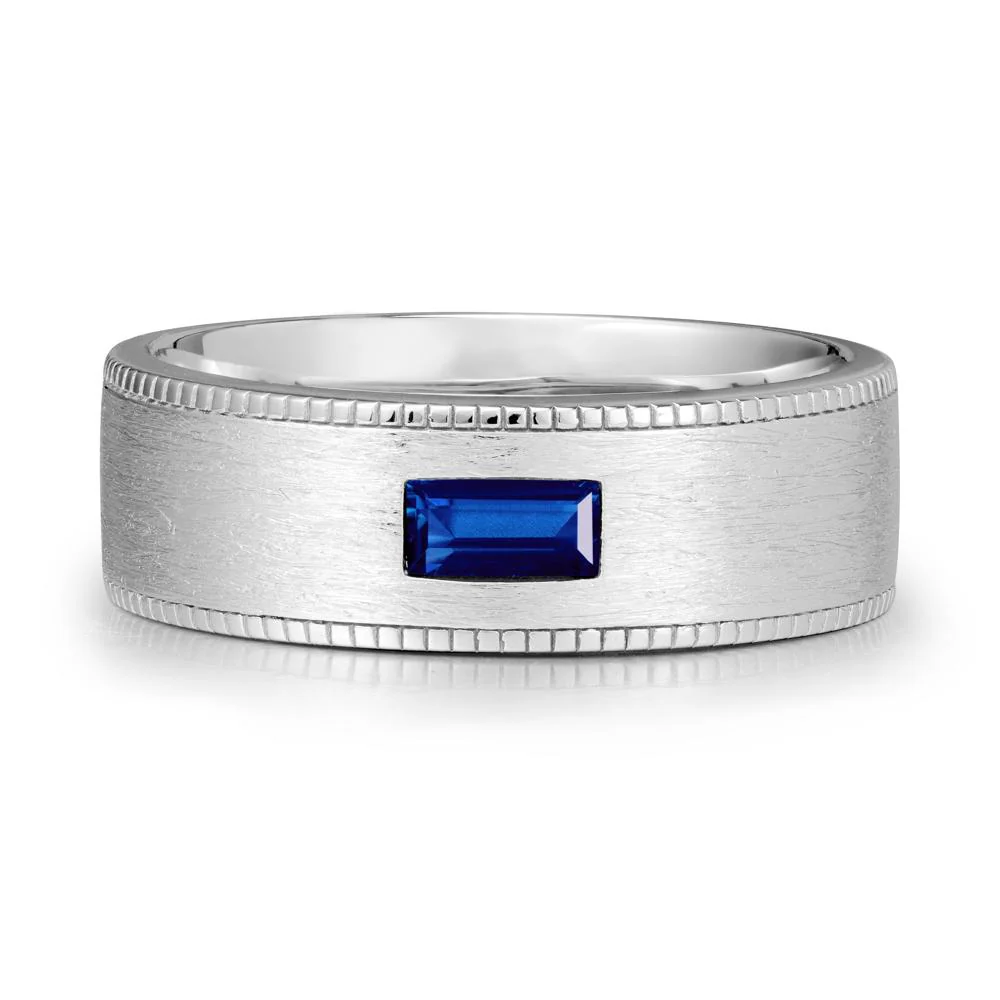 Baguette Sapphire Ring for Men - Image 5
