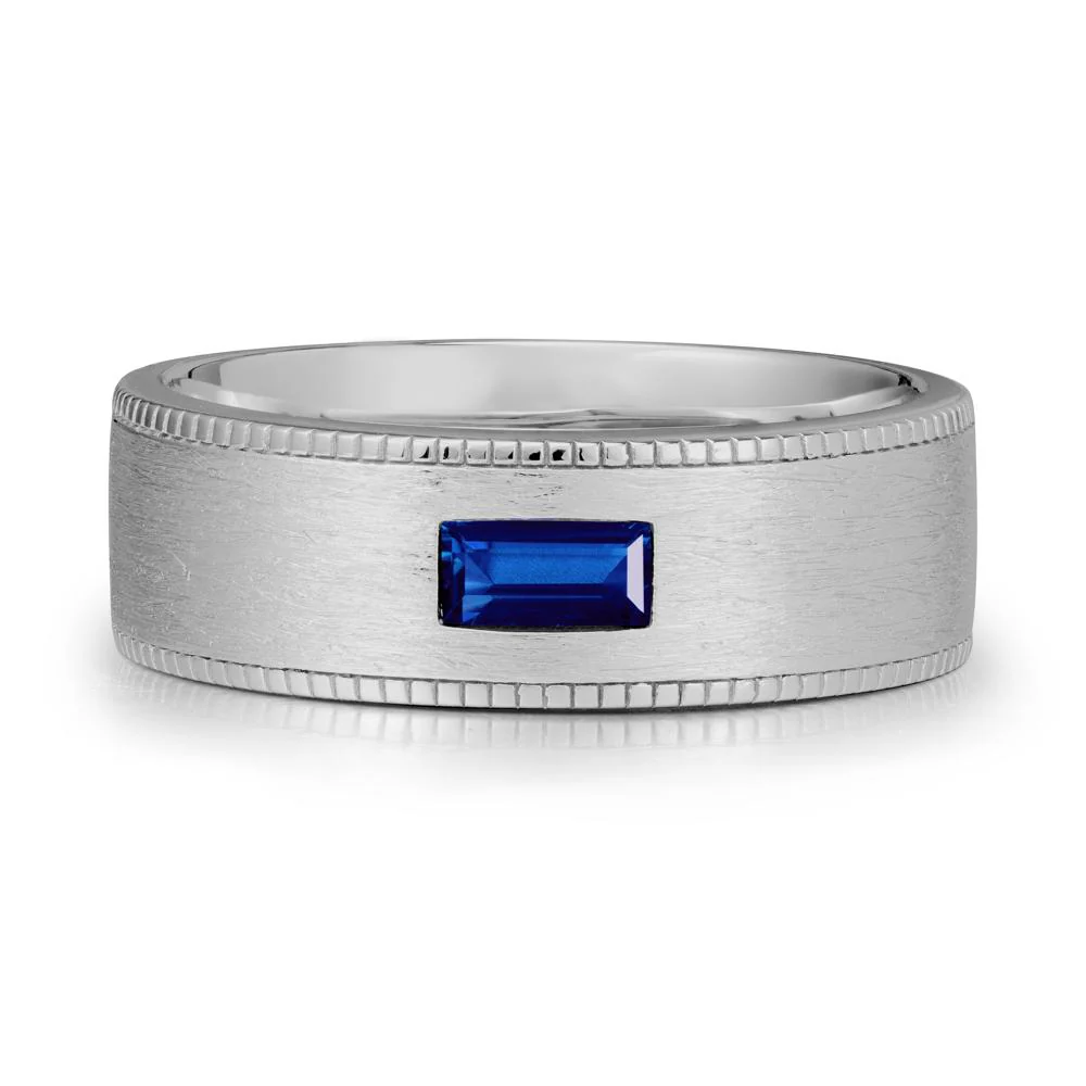 Baguette Sapphire Ring for Men - Image 8