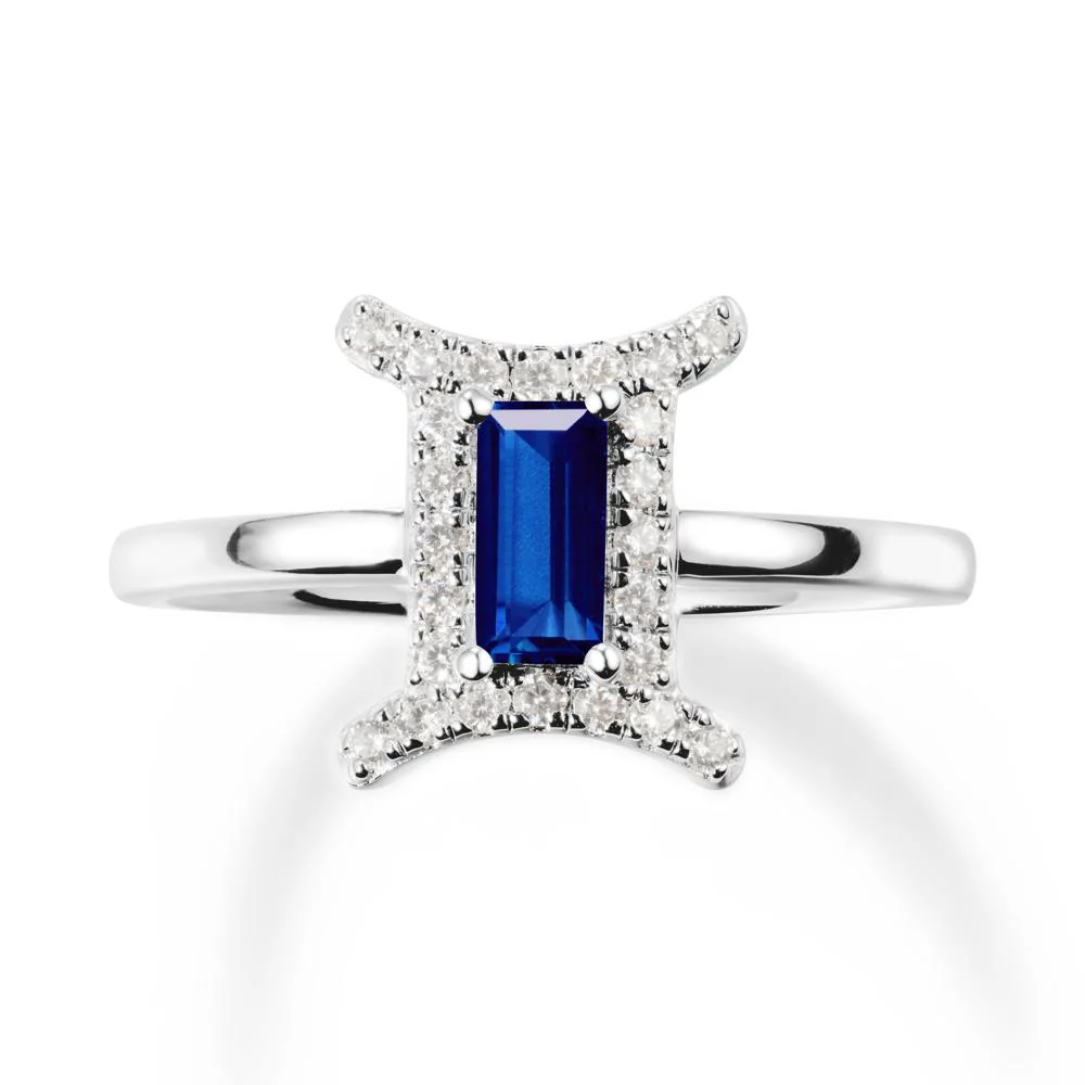 Baguette Sapphire Ring In 14K Yellow Gold