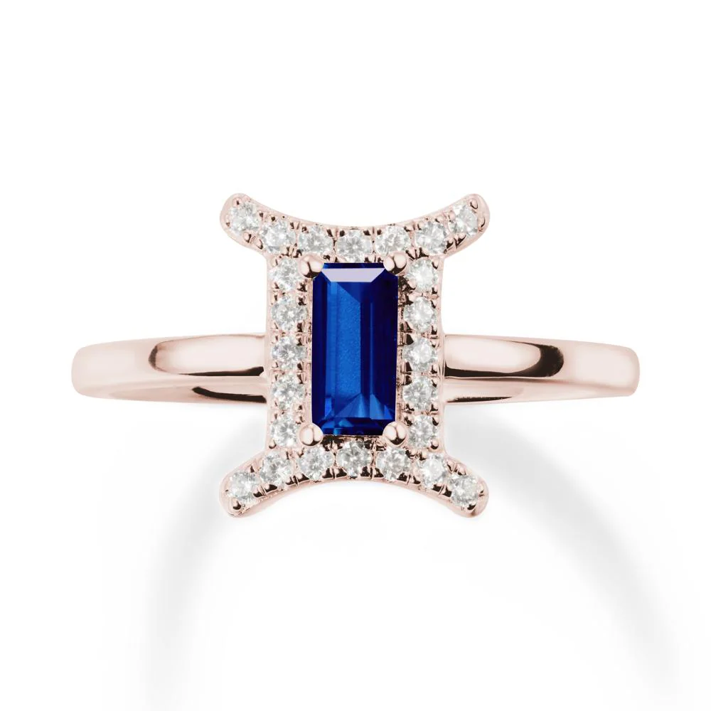 Baguette Sapphire Ring In 14K Yellow Gold - Image 2