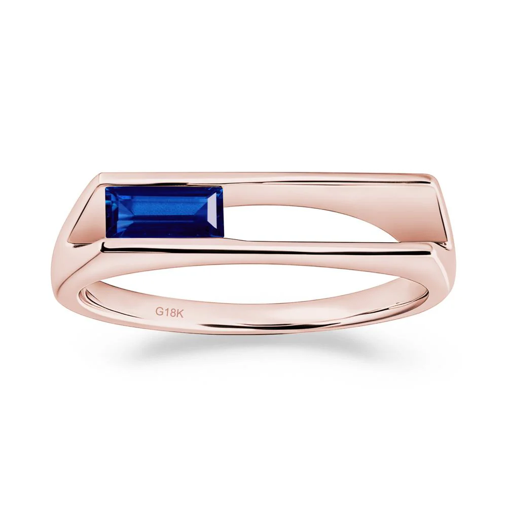 Baguette Sapphire Tension Ring - Image 9