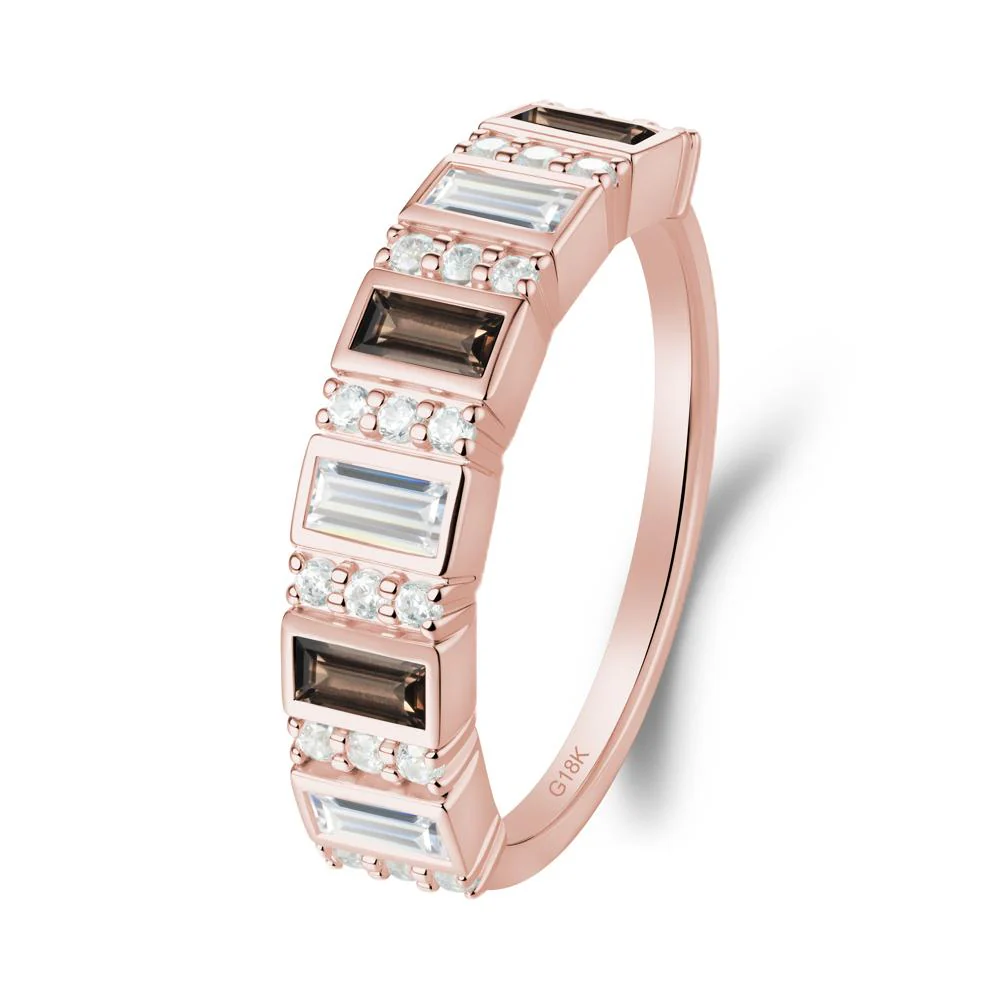 Baguette Smoky Quartz and Cubic Zirconia Half Eternity Ring - Image 3